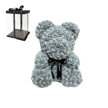 Beauty And The Beast Big Teddy Bear Grey With Red Heart Roses